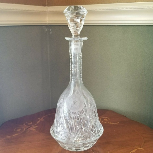 Vintage Crystal Decanter - Tall Round